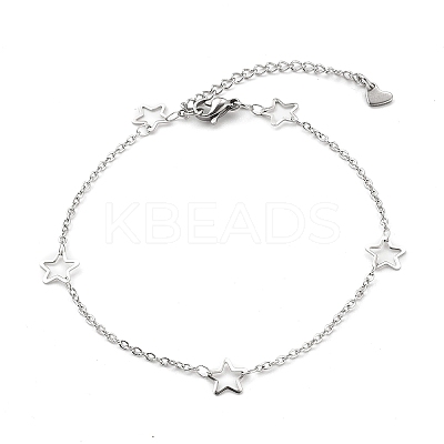 Tarnish Resistant 304 Stainless Steel Cable Chain Anklets AJEW-H104-06P-1