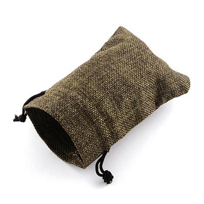 Polyester Imitation Burlap Packing Pouches Drawstring Bags ABAG-R005-9x7-05-1