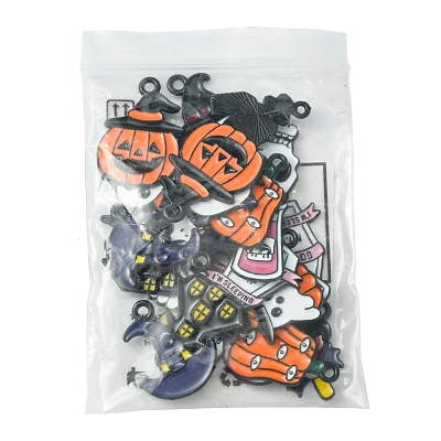 26Pcs 13 Styles Halloween Theme Spray Painted Alloy Enamel Pendants ENAM-FS0002-09-1