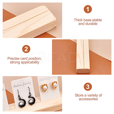 4Pcs Wooden Jewelry Display Card Stands ODIS-WH0027-046-1