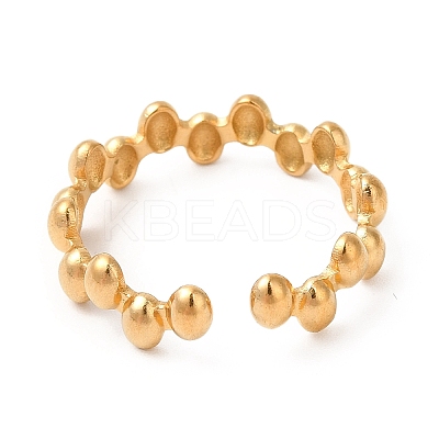 Ion Plating(IP) 304 Stainless Steel Oval Wrap Open Cuff Ring for Women X-RJEW-E063-15G-02-1