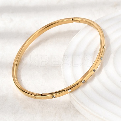 304 Stainless Steel Rhinestone Hinged Bangles for Women BJEW-D408-16G-1