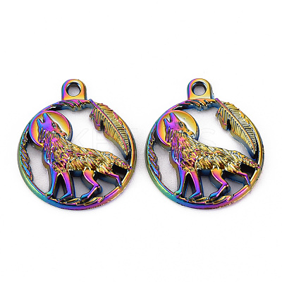 Alloy Howling Wolf Pendants PALLOY-S180-111-NR-1