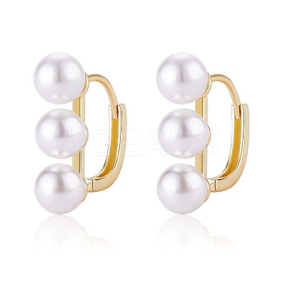 Triple Shell Pearl Beaded Hoop Earrings JE1001A-1