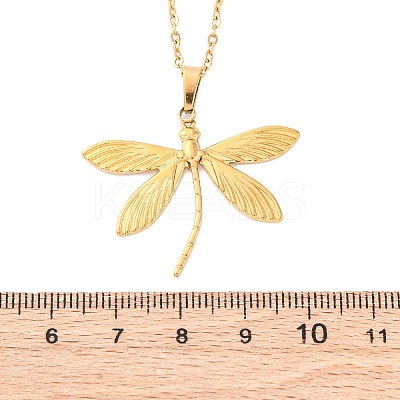 Dragonfly 304 Stainless Steel Pendant Necklaces NJEW-H059-05G-1