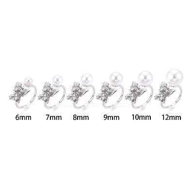 Butterfly Brass Micro Pave Clear Cubic Zirconia Cuff Ring Settings KK-T076-54P-1