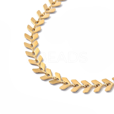 Enamel Ear of Wheat Link Chain Necklace NJEW-P220-02G-01-1