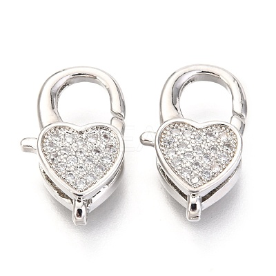 Brass Micro Pave Cubic Zirconia Lobster Claw Clasps ZIRC-O038-26P-1