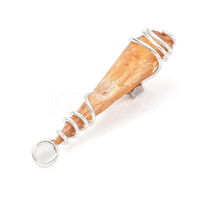 Electroplated Raw Rough Natural Quartz Crystal Copper Wire Wrapped Pendants PALLOY-JF02413-02-1
