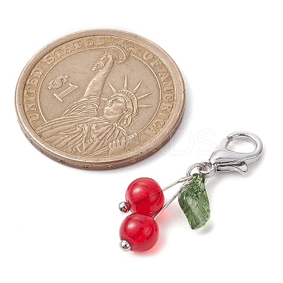 Cherry Glass & Acrylic Pendant Decoraiton HJEW-JM01657-1