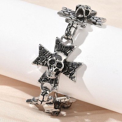304 Stainless Steel Link Chain Bracelets for Men Women BJEW-D385-01AS-1