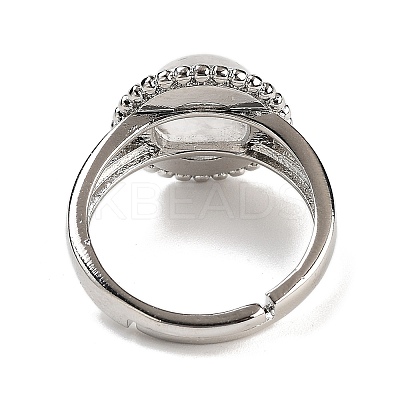 Natural Quartz Crystal Round Adjustable Rings RJEW-K271-02P-03-1