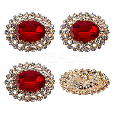 4Pcs 1-Hole Alloy Glass Shank Buttons FIND-DR0001-99D-1