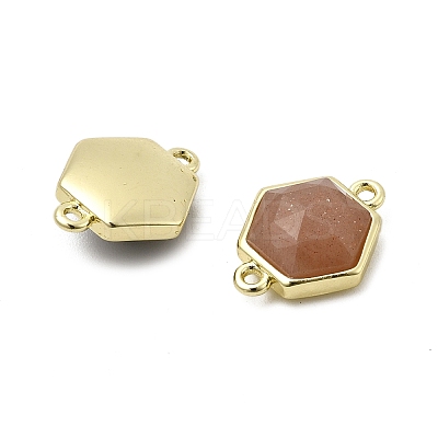 Hexagon Brass & Natural Mixed Gemstone & Shell Links Findings Kits KK-D021-02G-1