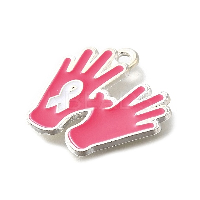 Breast Cancer Pink Awareness Ribbon Theme Alloy Enamel Pendants ENAM-C026-01E-S-1