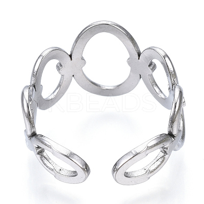 Non-Tarnish 304 Stainless Steel Oval Open Cuff Ring RJEW-N040-08-1