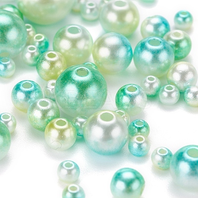 497Pcs 5 Style Rainbow ABS Plastic Imitation Pearl Beads OACR-YW0001-07E-1