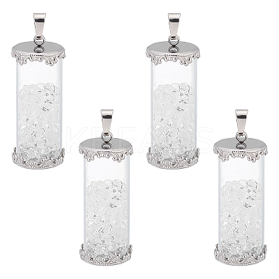 4Pcs Transparent Glass Pendants GLAA-UN0001-05-1
