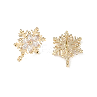 Christmas Theme Brass Micro Pave Cubic Zirconia Stud Earring Findings KK-Z065-11G-1
