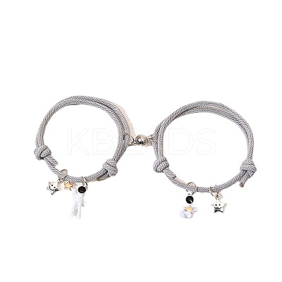 2Pcs Magnetic Spaceman Alloy & Plastic Charm Bracelets FS-WG3FC4A-06-1
