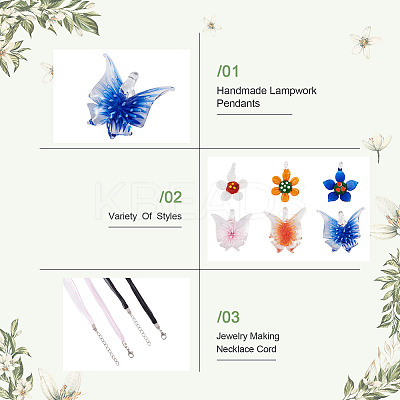 DIY Flower and Butterfly Necklace Making Kit DIY-KS0001-34-1