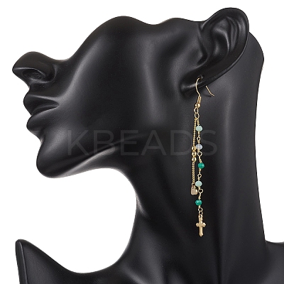Cross 304 Stainless Steel Dangle Earrings EJEW-JE06779-1