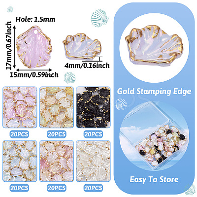 120Pcs 6 Colors Opaque Acrylic Pendants RESI-TA0002-97-1