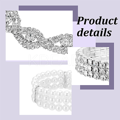 8Pcs 8 Style Crystal Rhinestone Tennis Bracelets Set BJEW-AN0001-48-1