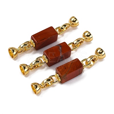 Rack Plating Brass and Rhodochrosite Flod Over Clasps KK-B103-12G-1