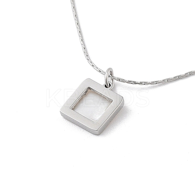 Non-Tarnish Shell Square Pendant Necklaces LS-NJEW-P296-01P-1