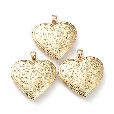 Brass Locket Pendants KK-P199-20G-1