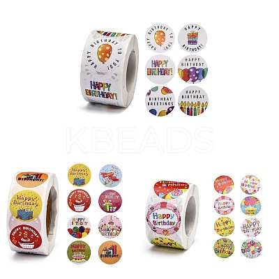 3 Roll 3 Style Self Adhesive Paper Stickers DIY-SZ0003-07-1