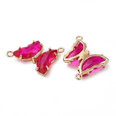Brass Pave Faceted Glass Connector Charms X-FIND-Z020-04T-1