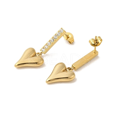 Ion Plating(IP) 304 Stainless Steel Inlay Rhinestone Stud Earrings for Women EJEW-M024-06C-G-1