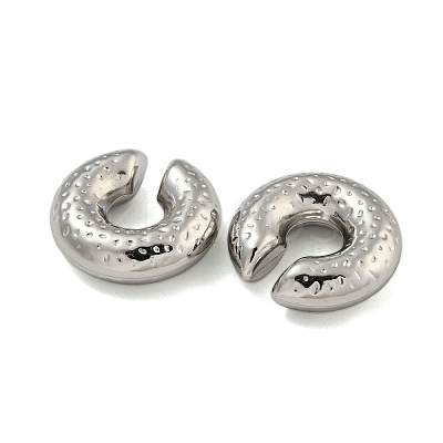 Non-Tarnish Texture Rings 304 Stainless Steel Cuff Earrings for Women EJEW-G393-01B-P-1