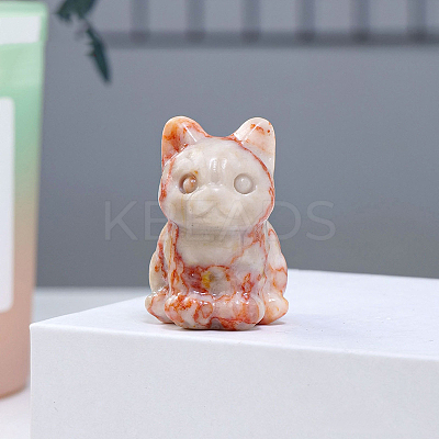 Natural Netstone Cat Figurine Display Decorations G-PW0007-015E-1