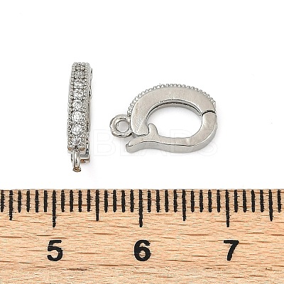 Oval Brass Micro Pave Clear Cubic Zirconia Fold Over Clasps KK-H202-12P-1