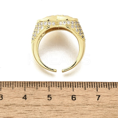 Brass Micro Pave Clear Cubic Zirconia Cuff Rings for Women RJEW-G347-01G-1