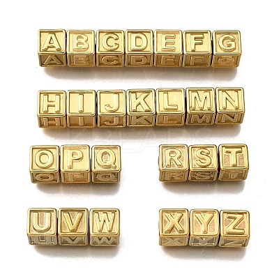 26Pcs 26 Styles 304 Stainless Steel Cube Beads STAS-V009-01G-1