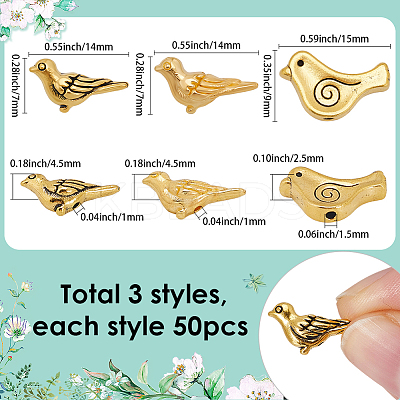 150Pcs 3 Styles Tibetan Style Alloy Beads TIBEB-SC0001-47-1