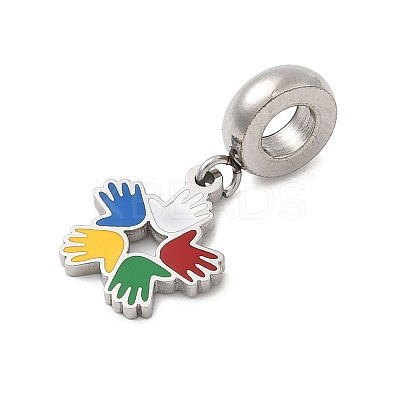 304 Stainless Steel Colorful Enamel European Dangle Charms STAS-D153-01B-P-1