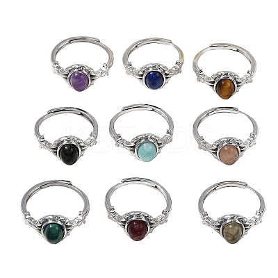 Natural Gemstone Finger Rings RJEW-A084-03P-1