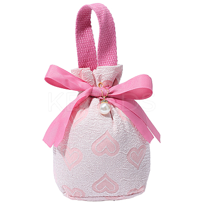 Heart Print Cloth Jewelry Drawstring Gift Bags ABAG-WH20015-11-1