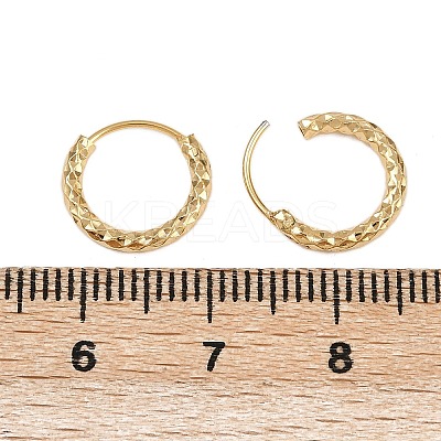 Brass Textured Hoop Earrings EJEW-F378-03A-G-1