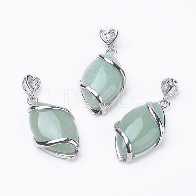 Natural Green Aventurine Pendants X-G-E423-01P-1