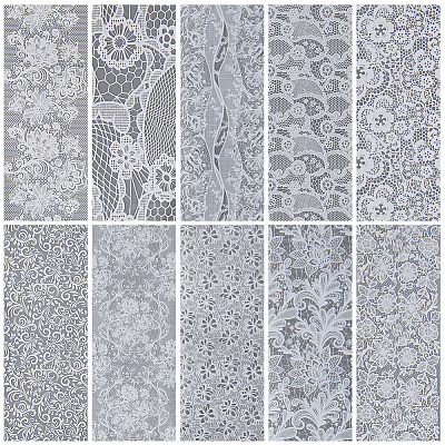 10 Rolls PET Lace Flower Nail Foils Floral Transfer Paper STIC-WH20010-16F-1