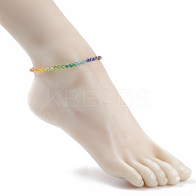 Glass Braided Anklet AJEW-AN00493-1