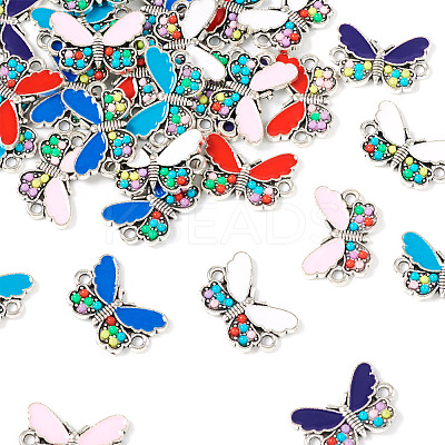 36Pcs 6 Colors Alloy Enamel Connector Charms ENAM-TA0001-97-1