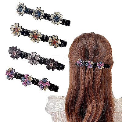 Fashion Double Layer Resin Rhinestone Alligator Hair Clips Sets PHAR-P005-25-1