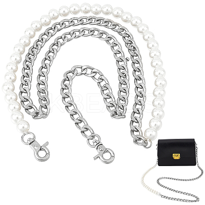 1Pc Plastic Imitation Pearl Beaded Bag Handles PURS-WR0006-92P-1